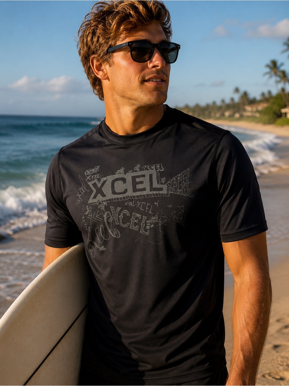 XCEL Performance Rash Guard Surf Shirt Short Sleeve UV Swim Tee